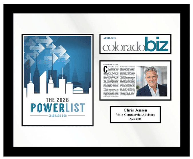 Colorado Biz Powerlist 2026 awarded to Chris Jensen of Vista Cmmercial Advisors in Colorado